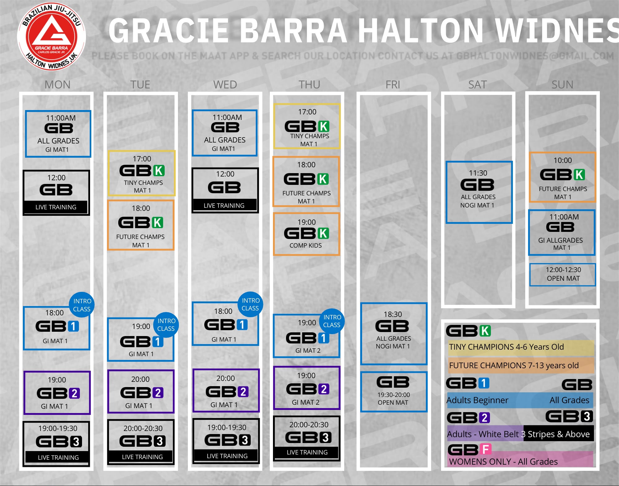 Gracie Barra Widnes New Schedule image